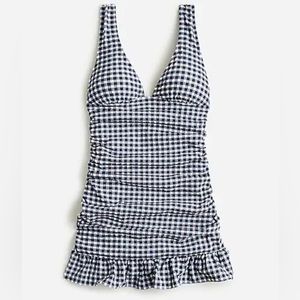 J.Crew Ruched swim dress in classic gingham